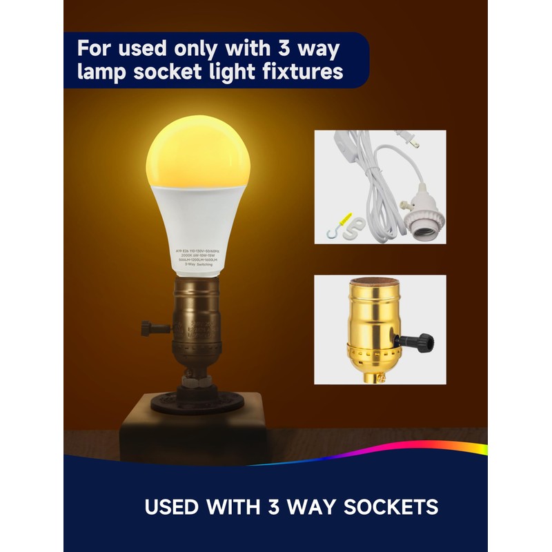 3 Way Light Bulbs 30 70 100W Equivalent, A19 Three