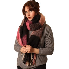 Style Slice Womens Blanket Scarves Winter Warm Tartan Plaid Rainbow (Pink)…