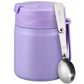 Pawtong 17oz Soup Thermo for Hot Food Kids Insulated Vacuum Food Jar with Stainless Steel Spoon Wide Mouth Thermo Leakproof Lunch Food Container Kids Hot Lunch Box (Purple)