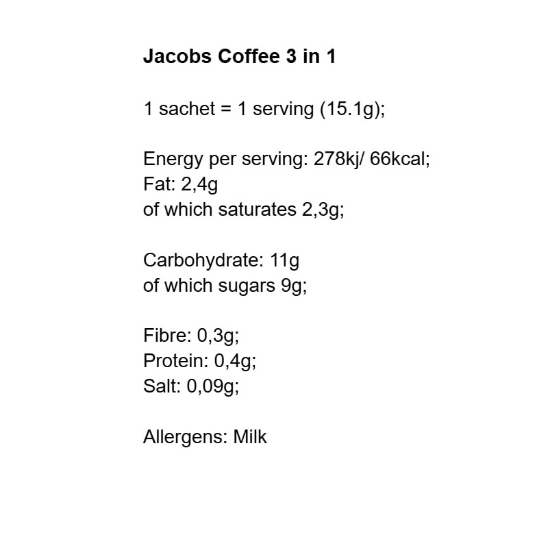 Jacobs 3in1 Instant Coffee Single Servings with Brown Sugar Fresh