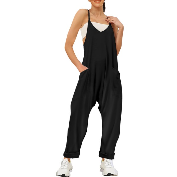 Buauty Jumpsuits for Women Casual Summer Rompers Sleeveless Baggy Overalls