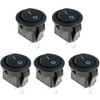 Miniature 15mm Round Black On-Off Rocker Switch SPST Auto Dash