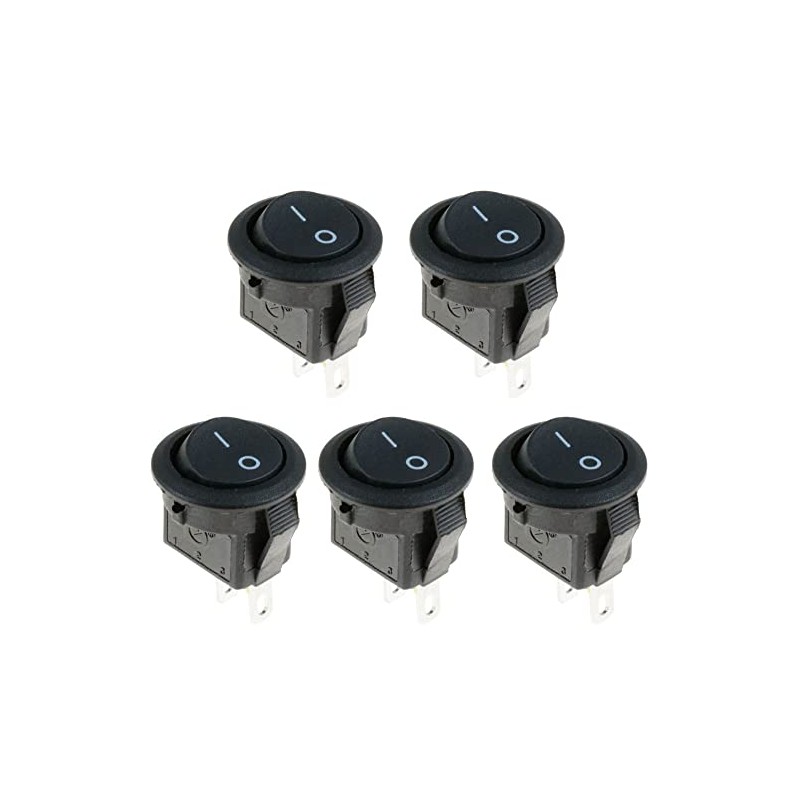 Miniature 15mm Round Black On-Off Rocker Switch SPST Auto Dash
