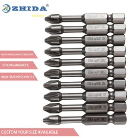 ZHIDA Torsion Power Bits P2 Phillips Screwdriver Bits 2 Inch Long Pack of 10