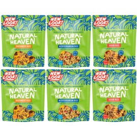 Natural Heaven Hearts of Palm Prepared Meals, Variety 6-Pack – Asian, Southwest & Mediterranean Ready Rice, New Delicious Recipes, Vegan Food, 9 Oz Pouches
