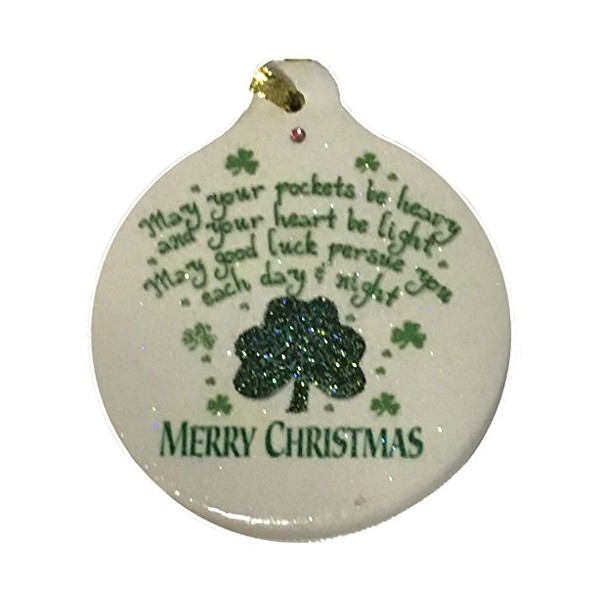 Laurie G Creations Irish Blessing Porcelain Ornament Celtic Pride Shamrock Good Luck Gift Boxed