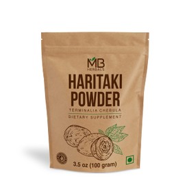 MB Herbals Haritaki Powder 3.5 oz / 100 Gram | Inknut Powder | Terminalia chebula | Harde | Chebulic Myrobalan | No Preservatives
