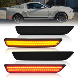 NEIFILES LED Side Marker Lights Compatible with Ford Mustang 2010 2011 2012 2013 2014 Front Rear Smoked Lens Fender Bumper Lamps Pack of 4