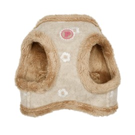 Pinkaholic New York Lidia Vest Dog Harness Step-in Warm Winter Flower Pattern for Small Dog, Beige, Medium