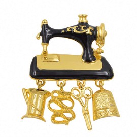 Black Enamel Sewing Machine Brooches Women Gold ColCute Brooch Pin Good Gift Broch