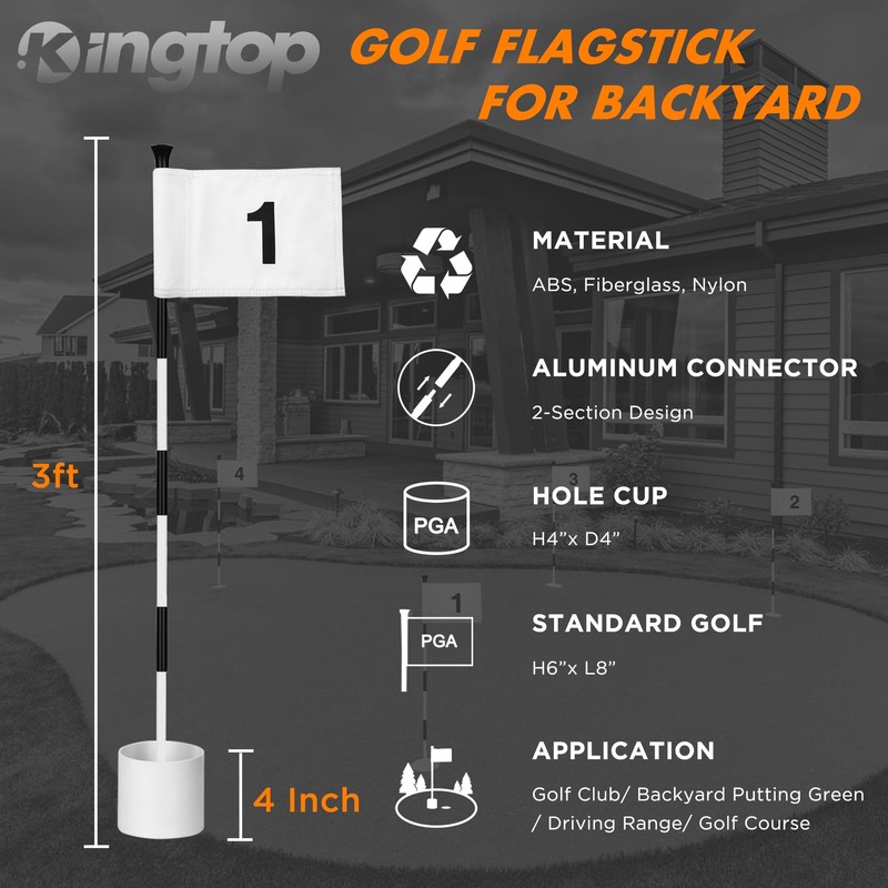 KINGTOP Mini Golf Flagstick for Backyard Practice Putting Green, Golf