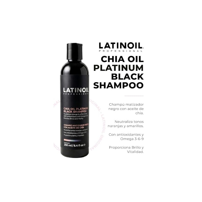 Chía Oil Platinum Black Shampoo Matizador Negro Sin Sulfatos 250ml