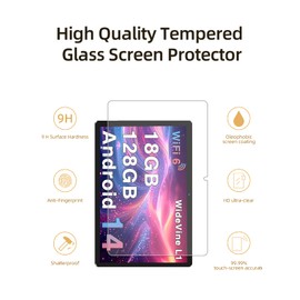 for DMOAO D3 Android 14 Octa-Core 2 in 1 Tablet 10.1 Inch 2024 Screen Protector,WUNIAK Tempered Glass Film Anti-Scratch High Touch Sensitivity,2 Pack