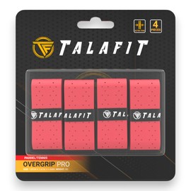 TALAFIT Pack of 4 Overgrip Padel - Grip Padel - Padel Grip Tape Padel - Holes - Overgrip Tennis - Grip Tennis (Red)