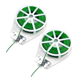 NanWantee 2 Reels 246 Feet (75m) Twist Tie, Green Coated Cable Ties with Cutter, Garden Plant Ties Reusable for Gardening Plants Growth and Care, Indoor Outdoor Home and Office Use