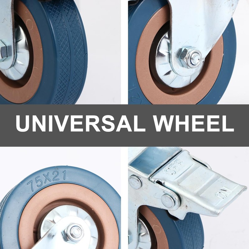 Gatuida 3 Lenkrollen aus Edelstahl mit Bremse zum Universaldrehen