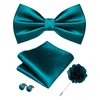 RBOCOTT Teal Blue Bow Tie for Men Silk Bowtie and