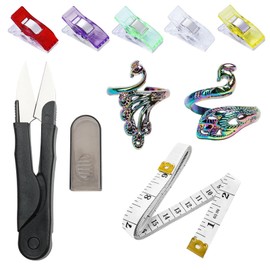 Sewing Set with Sewing Scissors Crochet ring Sewing Tape Measure Sewing Clips for Adults Beginner Stitch DIY Supplies