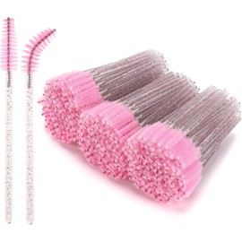 Tbestmax 300 pinceles desechables para pestañas, rímel, maquillaje, aplicadores, para extensiones de pestañas y cejas, mango colorido, color rosa.