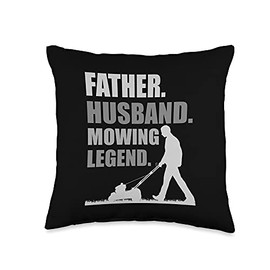 Funny Lawn Mowing Design For Father Men Lawn Care Yard Mower Throw Pillow