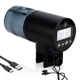 Lychee Aquarium Automatic Fish Feeder - Automatic Timed Food Dispenser for Fish Tanks (Rechargeable) with LCD Display for Tank Ponds