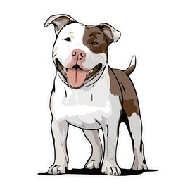 Pit Bull Terrier Dog Sticker - 3.5" Pitbull Vinyl Decal Stickers White & Brown Puppy Dogs Design Waterproof Cute Pittie Pup Pet Decals