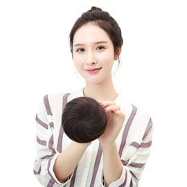 HIYE Bun Wig, 100% Human Hair, Barrette, Hair Bundle, Net, Hair Clip, Bun Hair, Hair Access, Clip, Comb Type, Scrunchie, Partial Wig, Simple Wig, Kimono, Hair Ornament, Women's, Children (Light Brown)