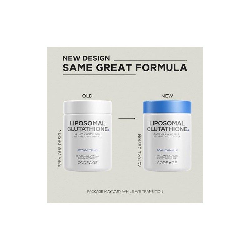 Codeage Suplemento de glutatión liposomal – Piel pura reducida de