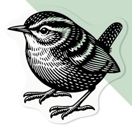 Azeeda 4 x 'Wren Bird' Clear Sticker Decals – Waterproof Film for Windows, Cars, Walls & Crafts, Small (50mm) (DC00131244)