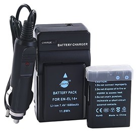 DSTE 2pcs EN-EL14 ENEL14 EN-EL14A Battery and AC Wall Charger Compatible with Nikon D5100 D5200 D5300 D5500 DF P7000 P7100 P7200 P7700 P7800 D3100 D3200 D3500 Camera