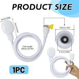 Bath Single Tap Shower Head Push on 2M Rubber Hose for Taps Hand Held Portable Dog Shower Hair Shower Attachment for Bathroom Washing Dresser Kitchen Sink Mixer Tap