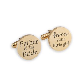 Love, Georgie Father of the Bride, Forever Your Little Girl Cufflinks, Wedding Day Gift for Dad from Daughter, Round Steel or Gold Cufflinks (Gold)