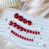 Red Metallic Press on Toenails Short,SXVME Square Chrome Fake Toenails
