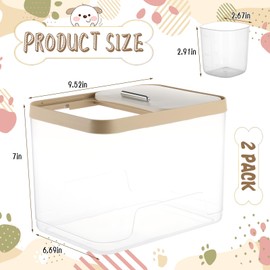 CIEOVO 2 Pack Airtight Dog Food Storage Container, 10Lbs Clear Pet Dog Food Storage Bin with Measuring Scoops for Rice Grain Pet Dog Cat Bird Dog Treat Storage Food Fresh