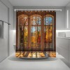 TQNNTQ Autumn Window Scene Shower Curtain Fall Forest View Yellow