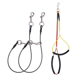 Pet Grooming Loop for Dogs - Fits Most No Sit Haunch Holder Pet Grooming Tubs and Tables Sturdy Steel Wire Rope(3 Packs) (Two Hooks(Black)+No Sit Haunch Holder)