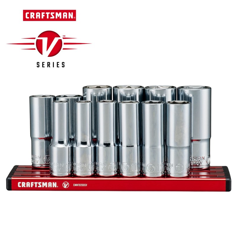 CRAFTSMAN V-SERIES Socket Set, Deep MM, 3/8 Inch Drive, 12