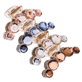 FRCOLOR 4pcs Plastic Hair Pins Large Crystal Gems Plastic Hair Claw Clips Jaw Barrettes Clasps Hair Claw Clamps Non Hair Grip Octopus Jaw Womens Hair Clips Rhinestone Claw Clip Ponytail