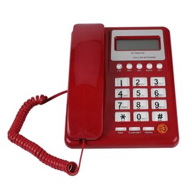 EBTOOLS Teléfono Fijo Rojo, Teléfono de Escritorio Alámbrico con Cable de Modo Dual DTMF/FSK, Pantalla de Identificación de Llamadas, Función Flash, para Hogar, Hotel, Oficina
