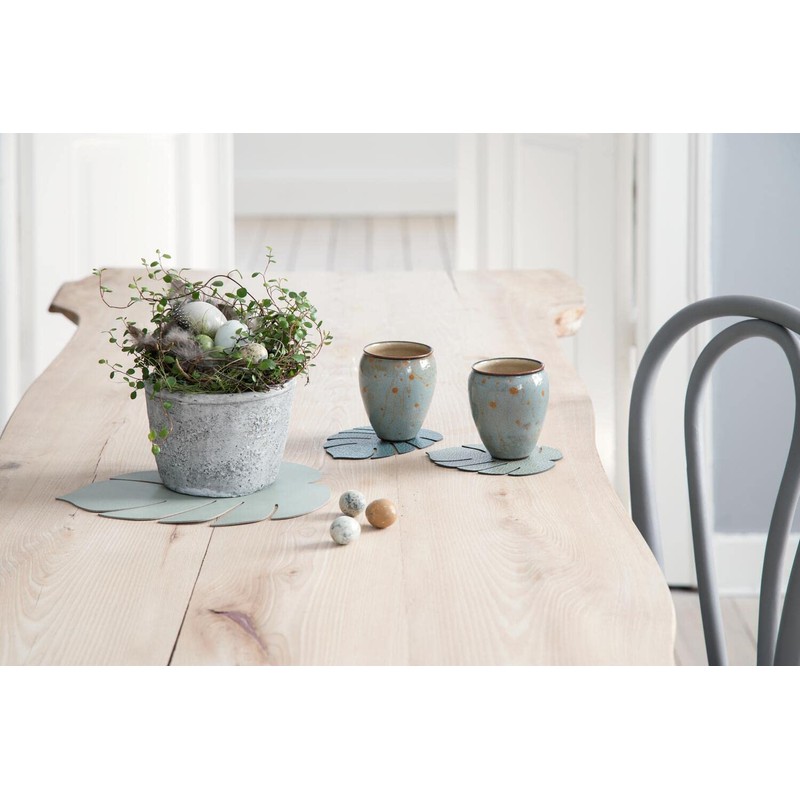 Lind DNA Monstera 989961 Glass Coaster Recycled Leather Hippo Pastel