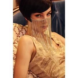 BABEYOND Crystal Rhinestone Fringe Masquerade Mask Chain Costume Headwear Mardi Gras Mask