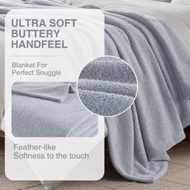 Madison Park Fuzzy Knit Blanket Dream Soft Blanket Cozy Breathable Cover Luxrurious Feathersoft Feel, All Seasons Lightweight Bedding for Summer Cover for Bed, Couch & Sofa, Full/Queen, Grey