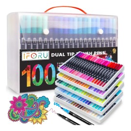 Marcadores Acuarelables Iforu 100 Colores Doble Punta Pincel No Tóxicos