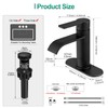 VOTON Matte Black Waterfall Bathroom Faucet, Single Handle 1 or