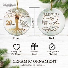 Amostore 20 Years Anniversary Mr and Mrs Gifts for Couple, 20th Wedding Anniversay Present for Parents, Husband, Wife, her, him, Friend, 20th Wedding Anniversary Ornament Gifts