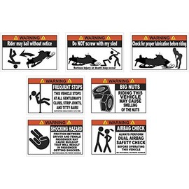 7 Pack OEM Funny Snowmobile Warning ZR F8 M8 4.25" x 2.8" Sticker