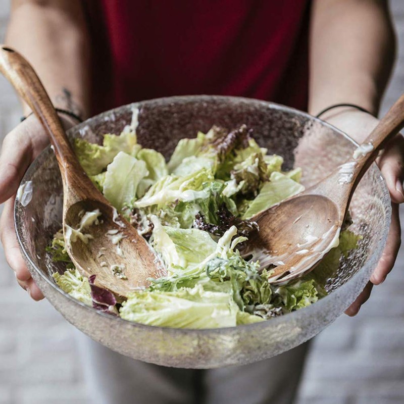 2Pcs Wooden Salad Spoon, Salad Servers Salad Tongs Salad Tongs