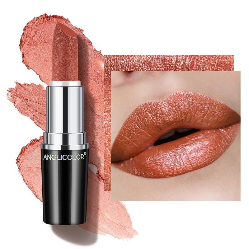 Anglicolor Labial Naranja MetáLico Nacarado Brillo 3D Hidratante