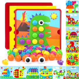 ENIKMOSD Mosaic plug-in game for children, plug-in game from 2 3 4 years, children's games for learning colours, Montessori plug-in toy, mosaic plug-in game, motor skills toy, learning toy, games,