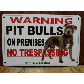 Domi Dog Signs Metal Warning Pit Bulls Dog Sign For FENCE ,Beware Of Dogs 8"x12" made in USA
